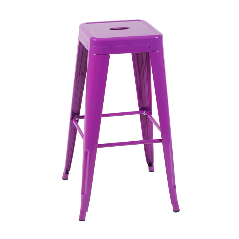 Tabouret à hauteur de comptoir 30 po, ensemble de 4 tabourets de bar en métal sans dossier, non empilable, amovible et facile à assembler, pour économiser de l'espace pour un îlot de cuisine / bar / café / salle à manger (mauve)