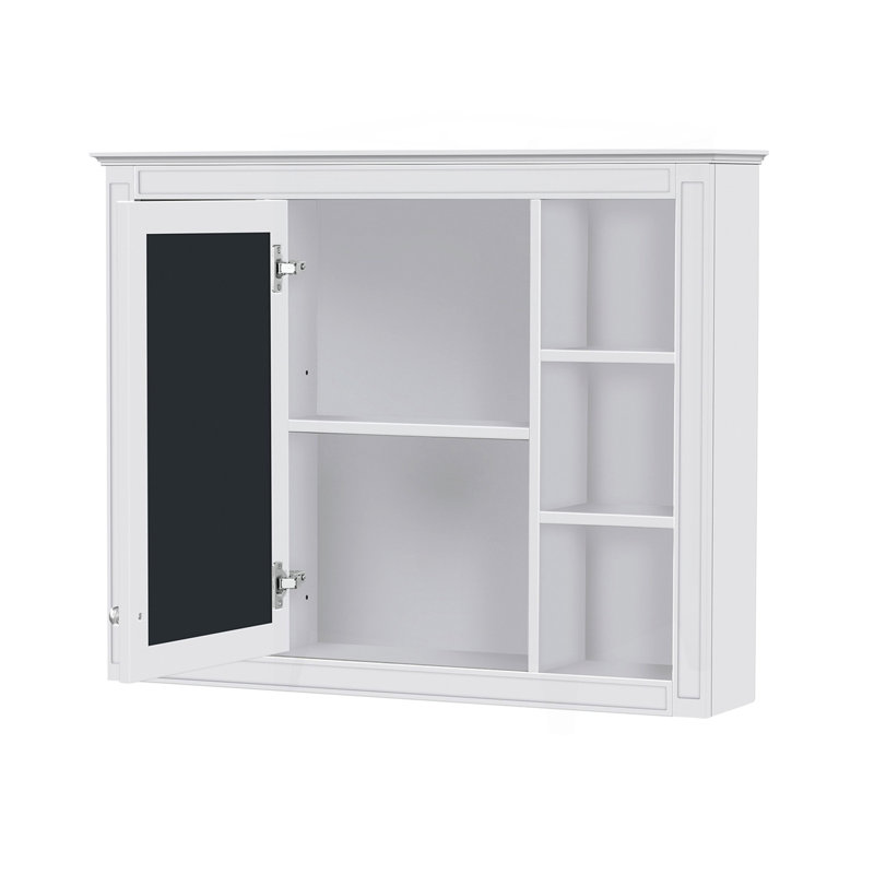 35" X 27.5" Wall Mounted Bathroom Storage Cabinet, White