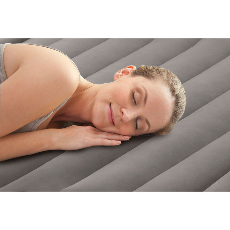 Intex: Dura-Beam: Plus Deluxe Pillow Rest Airbed - Twin - 16.5" Inflatable Air Mattress, Built-In Pump, Fiber-Tech, Carry Bag, 300lb Cap, 64131ED