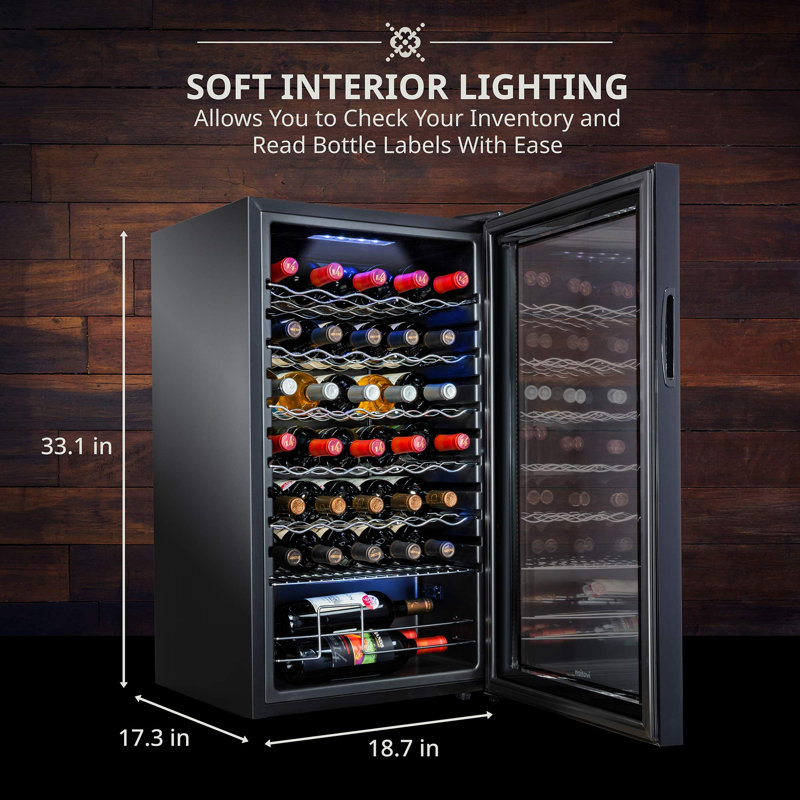 Ivation 34 Bottle Compressor Wine Refrigerator, Freestanding Wine Cooler with Lock, Black