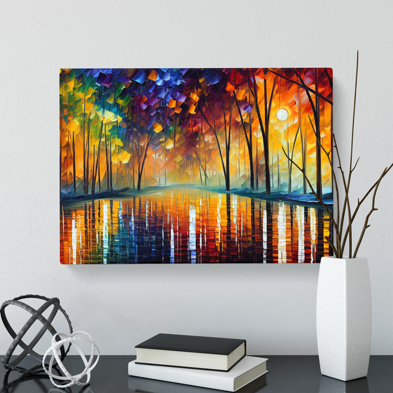 River By The Trees Vol.2 Abstract - Wrapped Canvas Painting, 35cm H x 50cm W x 3cm D