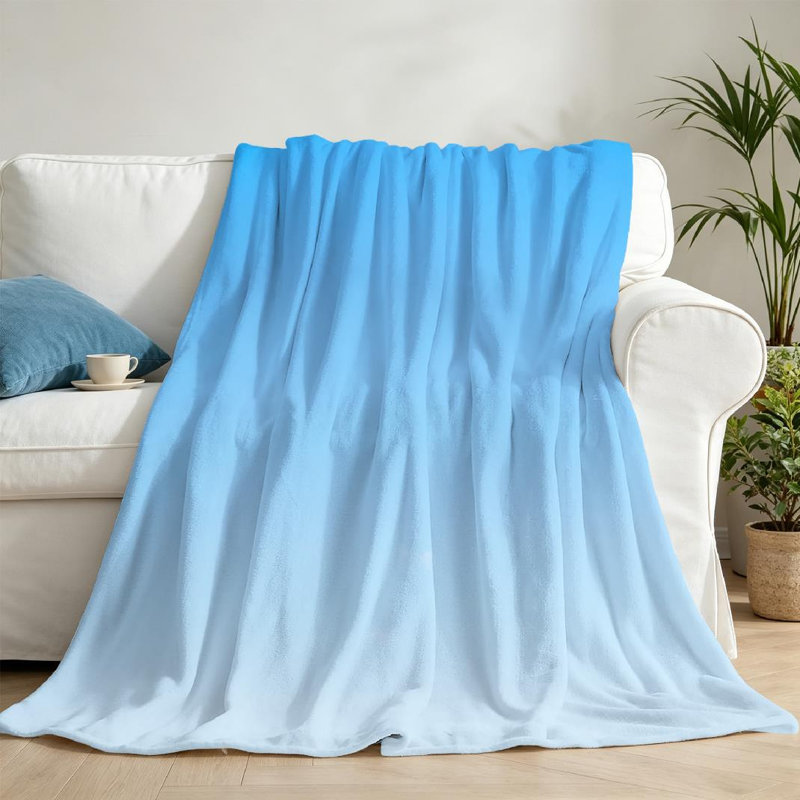 Couverture en flanelle bleue douce, imprimé recto nuage ciel clair, Jeté 50 po x 60 po