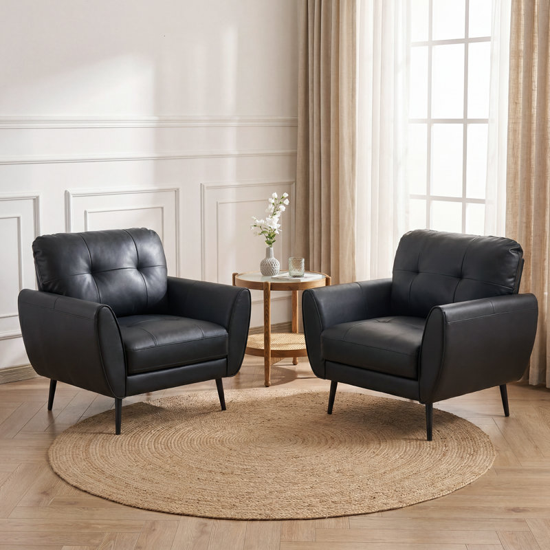 Corvo Faux Leather Armchair, Black