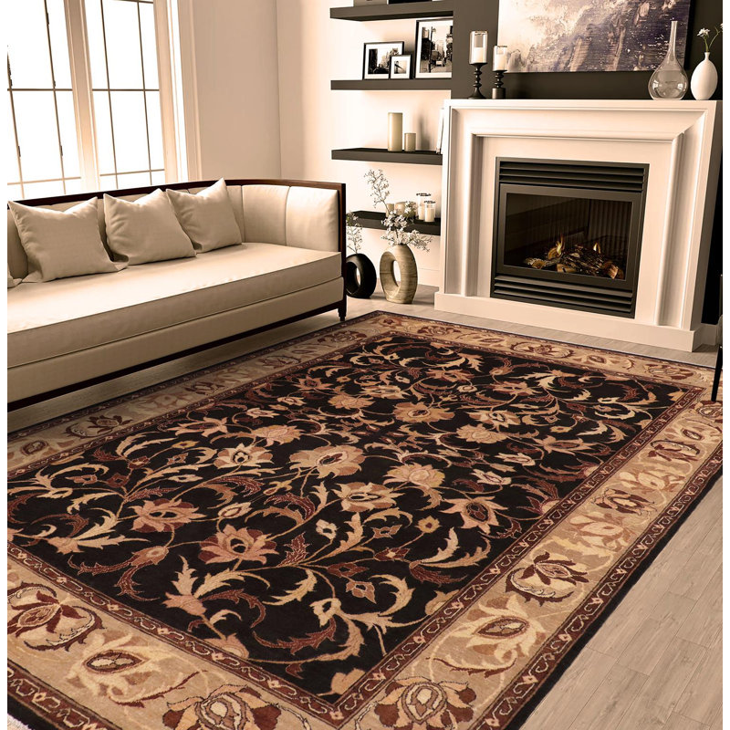 Tapis unique noir / brun / brun clair de 8 pi 8 po x 11 pi 11 po par Arshs Fine Rugs