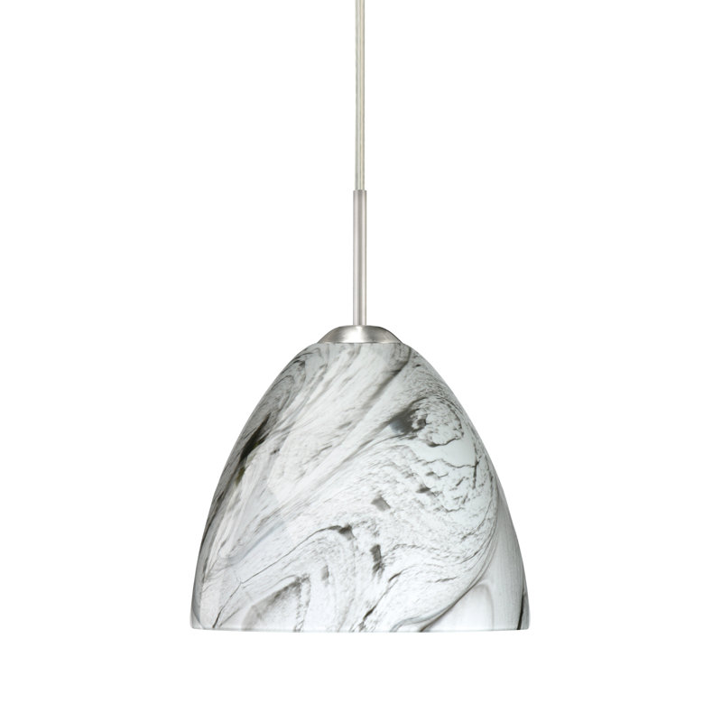 Ashwini 1 - Light Single Pendant, Satin Nickel, Amber Cloud, LED