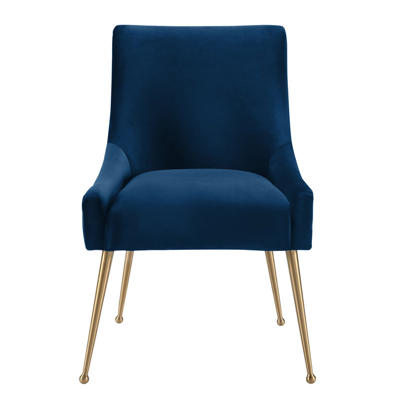 Chaise d'appoint en velours bleu marine Joe, Marine