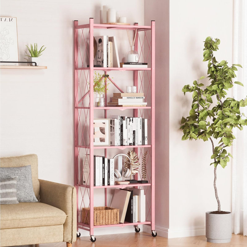 Bibliothèque pliante de 73,6 pouces, Rose