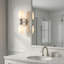 Applique murale moderne en nickel 2 lumières pour salle de bain, classée Ip44, base candélabre E12 pour salle de bain-574212558