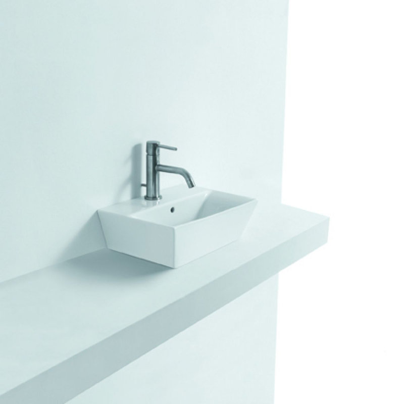 Lavabo de salle de bain vasque rectangulaire en céramique avec trop-plein Whitestone