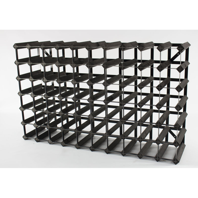 Liddle 70 Bottle Floor Wine Bottle Rack, Black Stained / Black Steel