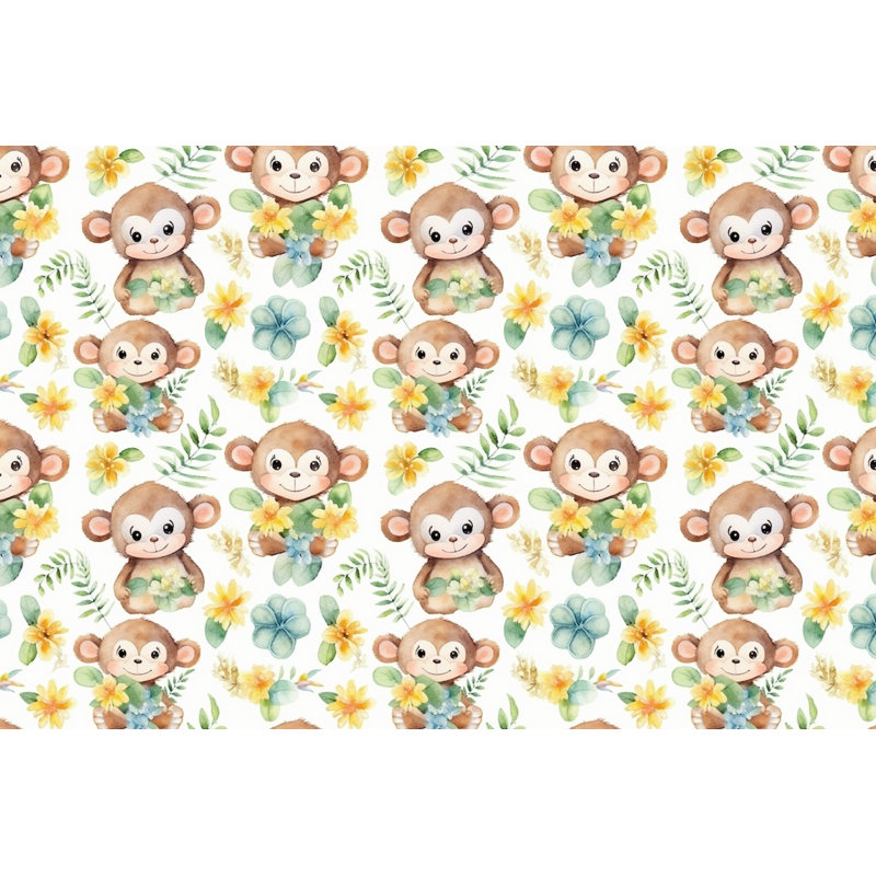 Monkey Animal Brown Machine Printed Throw Blanket, Throw