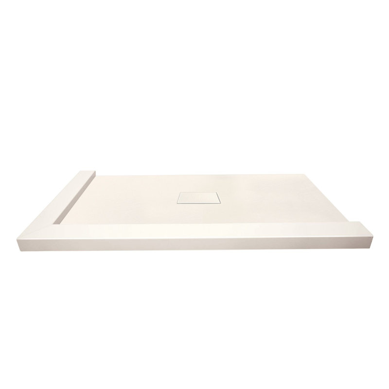 Transolid Trimslate 79-in x 40-in Shower Base with Adjustable Double Threshold and Center Drain, Cameo