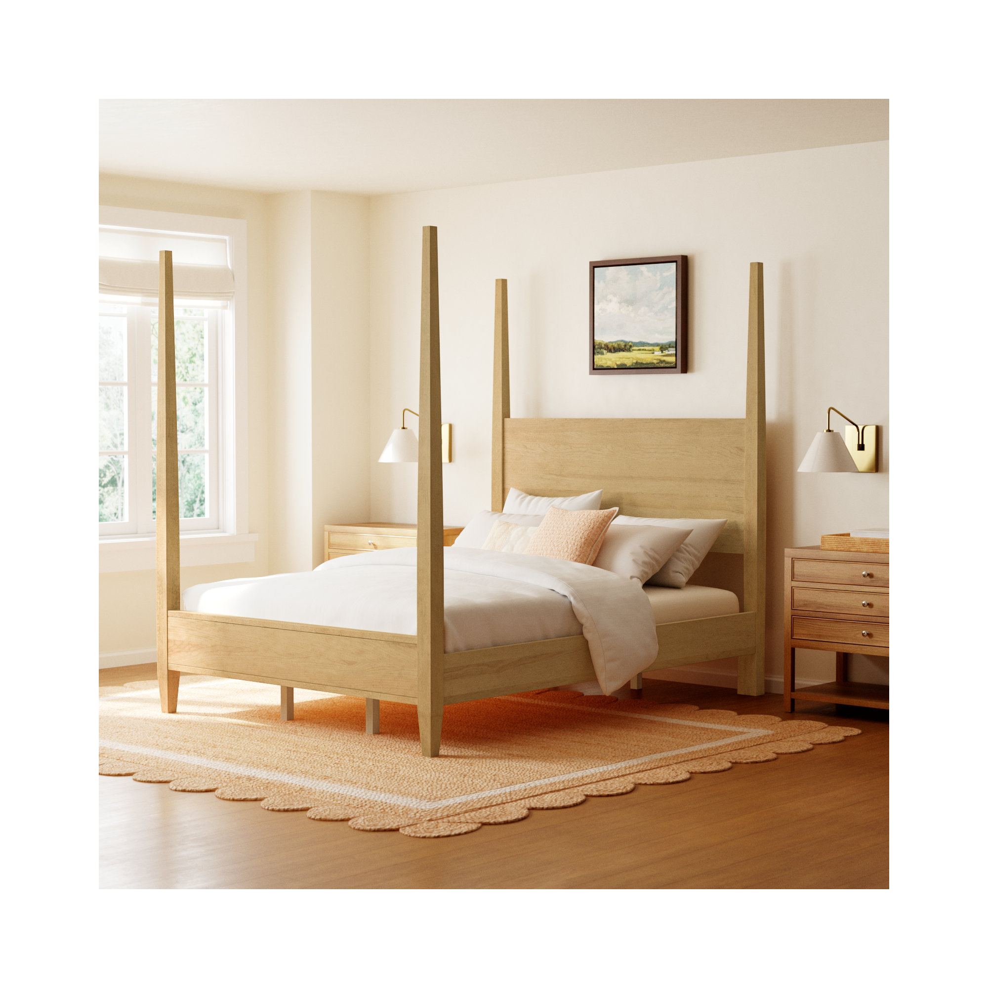 Mya Four Poster Bed, Queen, Brown