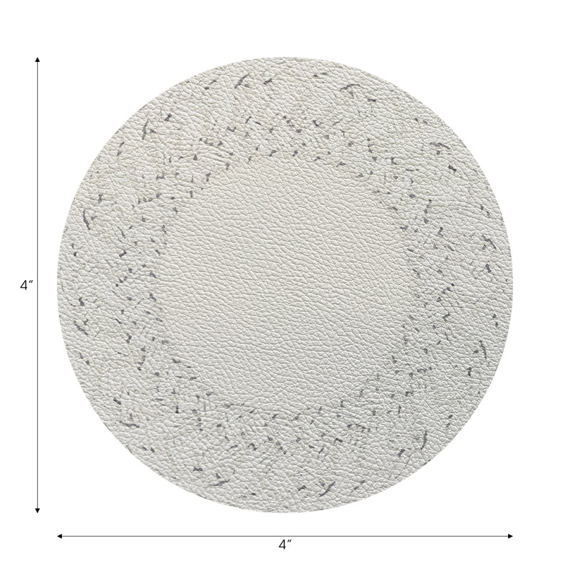 Raffia Amagansett White Vegan Leather Round Coasters