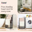 Froppi Bamboo Free Standing Towel Rack Black Wooden Towel Holder with 3 Silver Bars L42 W24 H81.5 cm