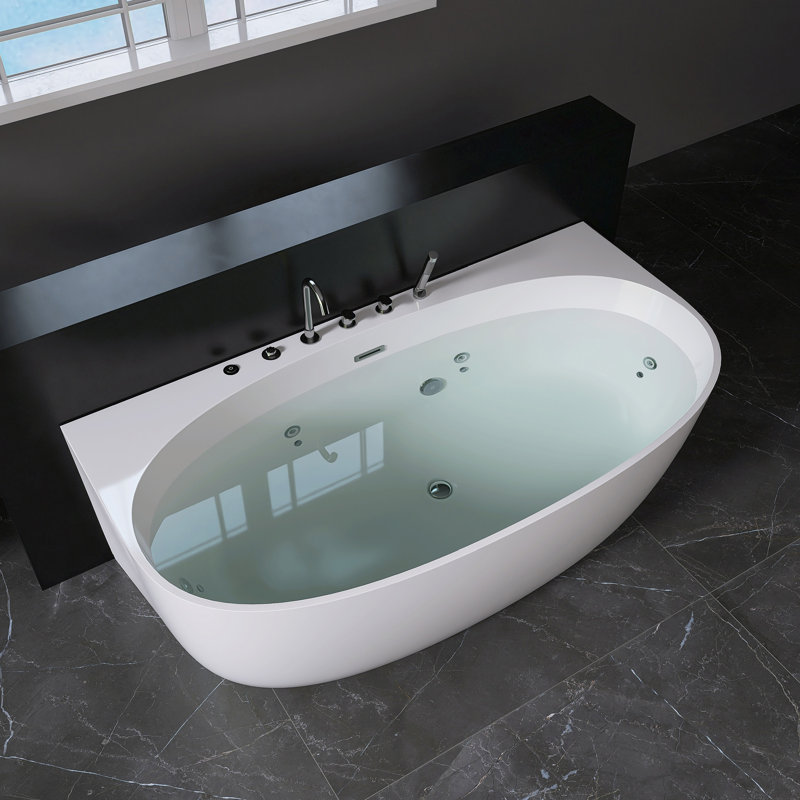 Baignoire de trempage autoportante en acrylique 67 po. X 35 po. Avec fonction de massage à jet et robinet