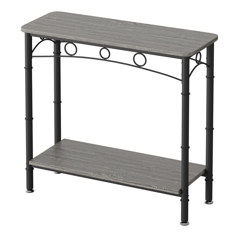 2 Tier Entryway Table, 31.5" Console Tables With Storage, Retro Sofa Table With Metal, Industrial Behind Couch Table, Grey