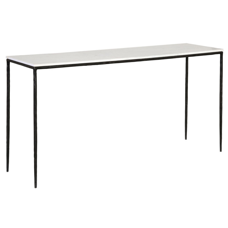 Perugia 59" Wide Console Table, White Marble/Silver