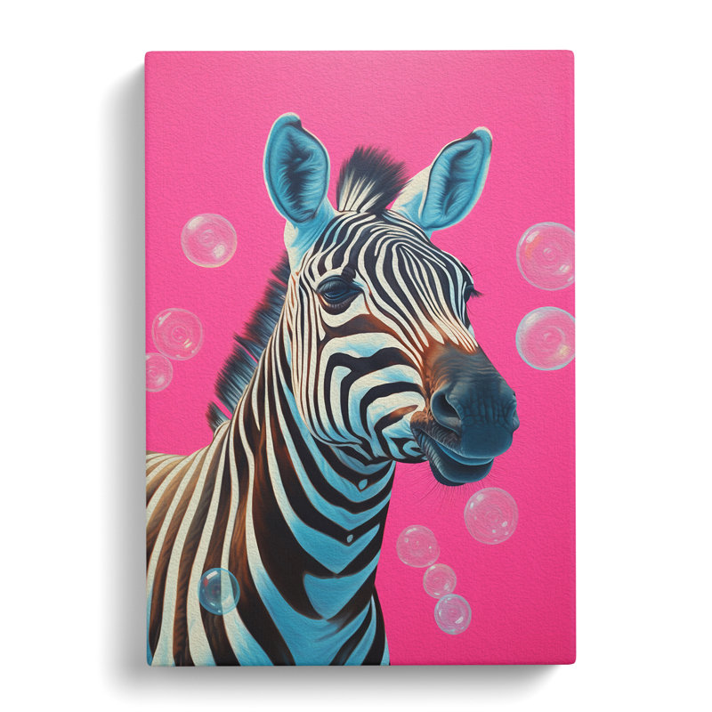 Zebra Bubble Gum Painting - Print, 76cm H x 50cm W x 3cm D