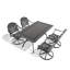 Ensemble de salle à manger 5 pièces en aluminium coulé résistant aux intempéries, comprenant 4 chaises pivotantes et une table rectangulaire avec cadre noir-1506998551