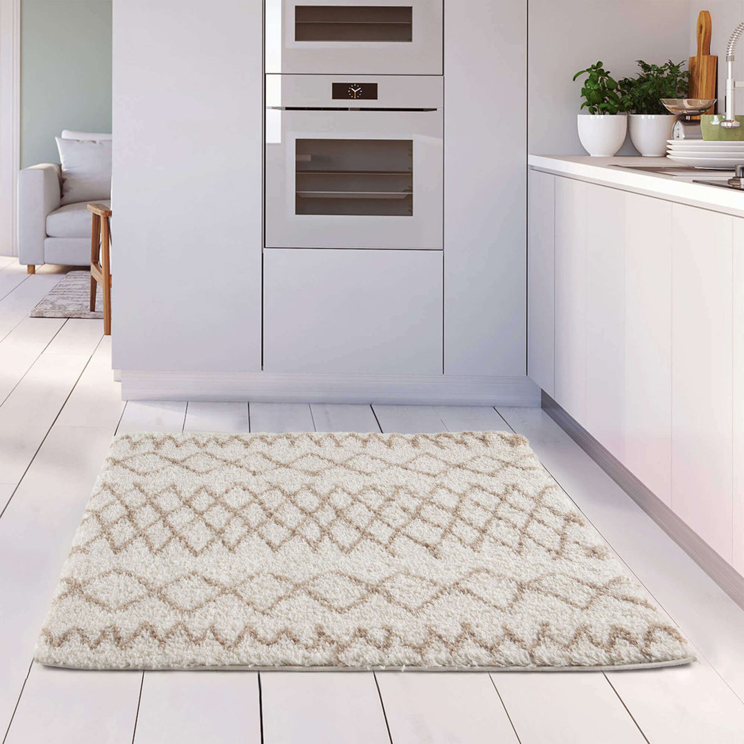 Moroccan Shaggy Collection Rugs Moroccan Design in Ivory/Beige