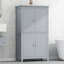 Armoire de rangement élégante pour salle de bain, unité de rangement pour salle de bain, armoire autoportante avec 4 portes, tablettes réglables, tablettes adaptables, gris-997852462