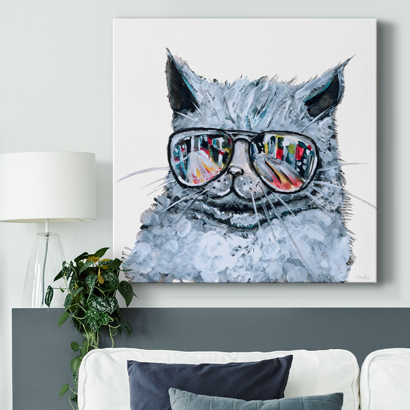 " Kitty With Shades ", 32" H x 32" W x 1.5" D