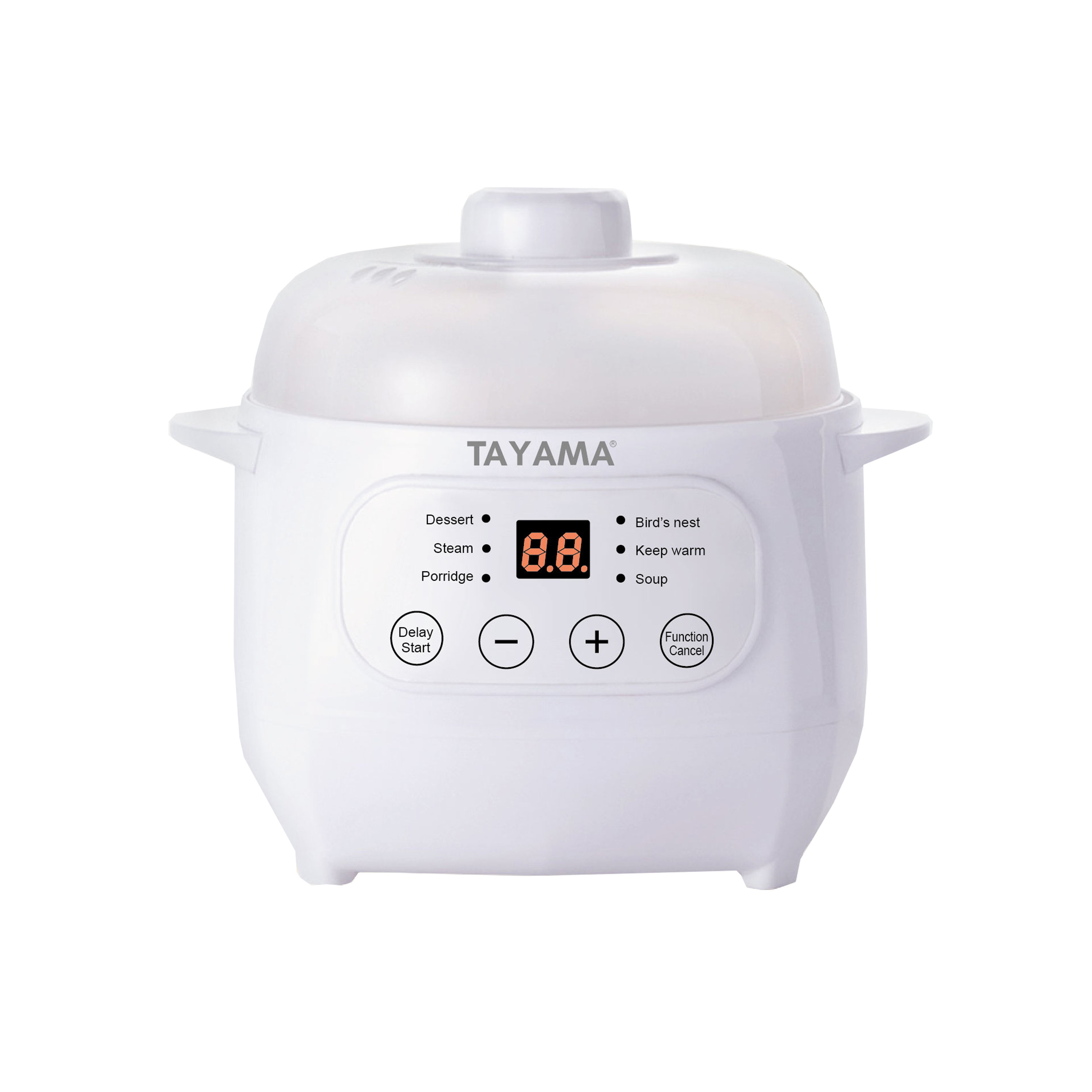 Tayama 1 Qt. White Mini Ceramic Stew Cooker With Pre-settings And