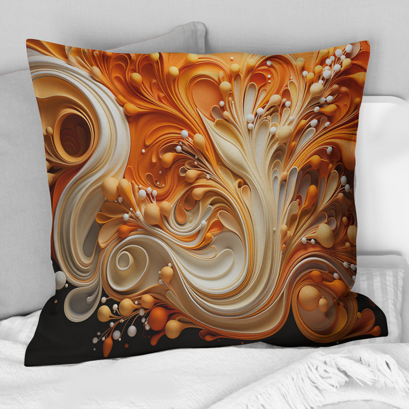 Coussin décoratif abstrait à motif de café - formes abstraites imprimées, 16" x 16"