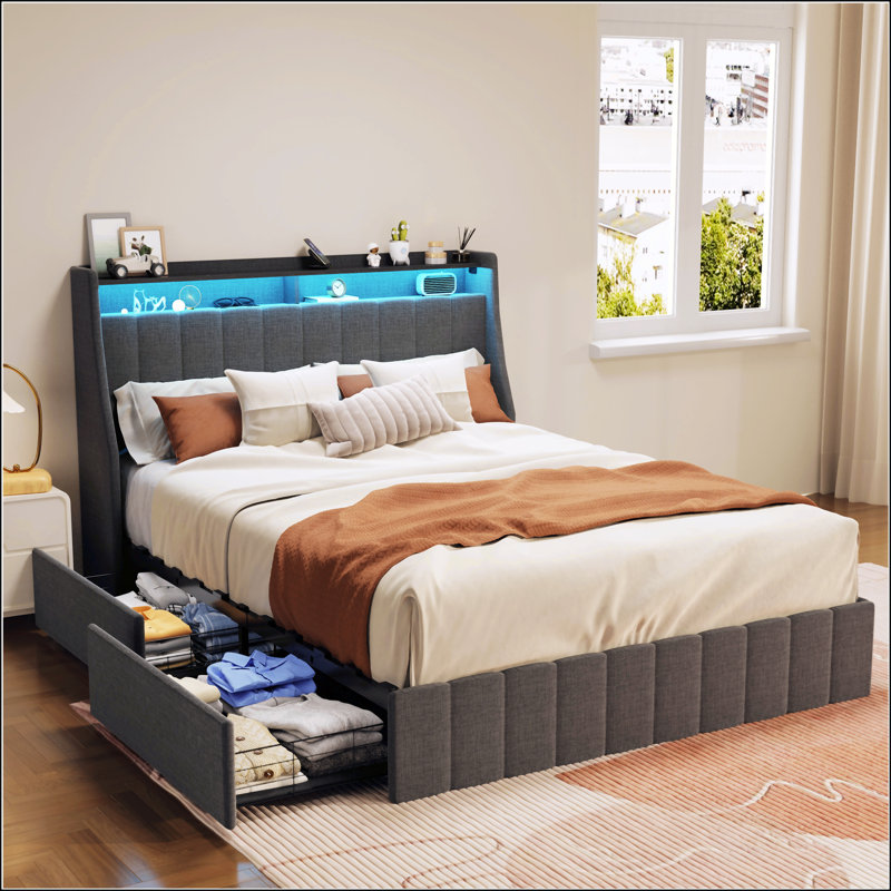 Queen Size Bed Frame With LED