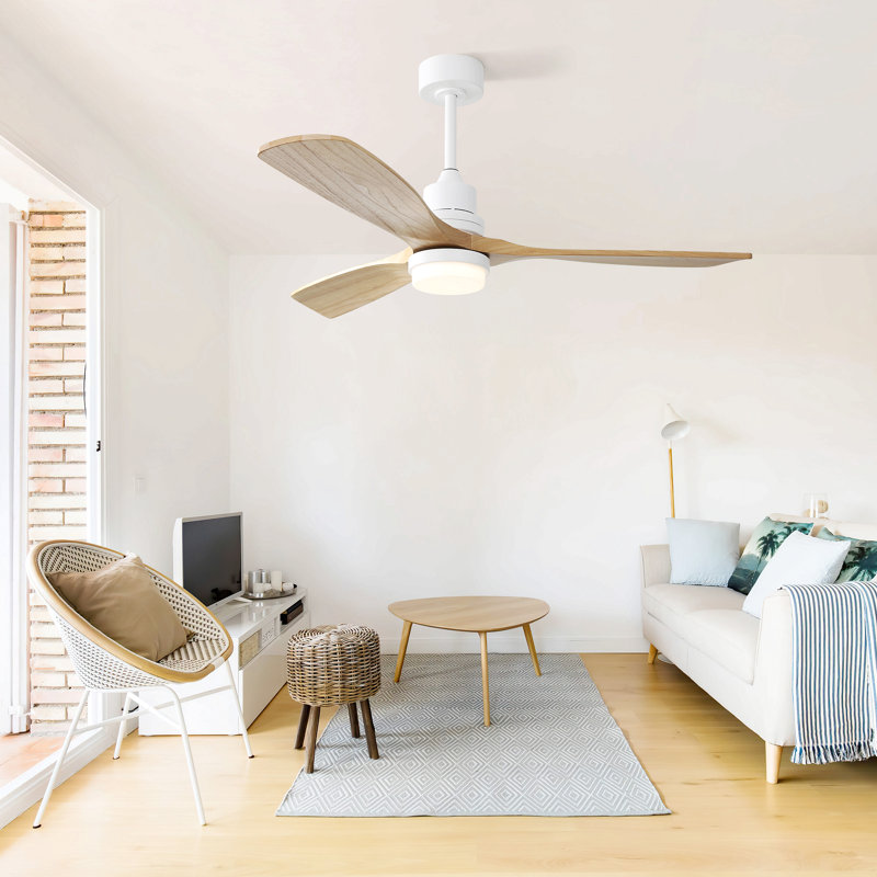 Ventilateur de plafond 52 pouces avec moteur à courant continu réversible à 3 vitesses et 3 lumières à DEL à intensité variable pour chambre à coucher