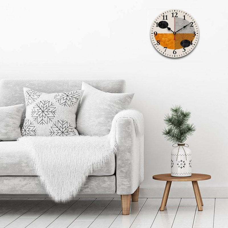 Horloge murale géométrique abstraite orange 12 po x 12 po