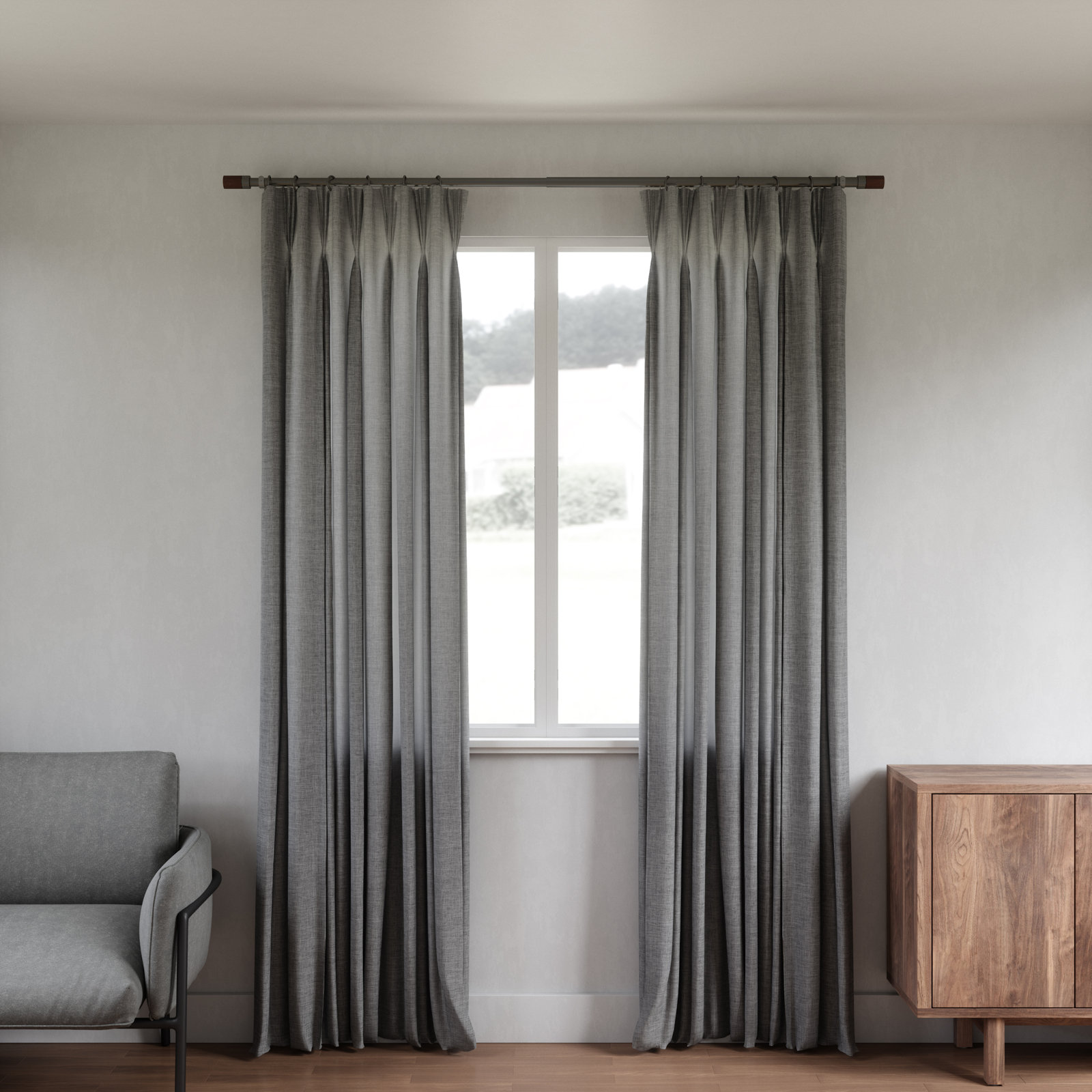 Blok Adjustable Single Curtain Rod, 36" H x 72" W x 4'' D, Gun Metal
