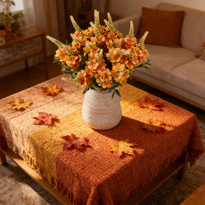 20 paquets de fleurs artificielles artificielles pour la décoration intérieure et extérieure, fausses fleurs orange, fausses mamans réalistes pour le porche, le jardin, le patio, le balcon, la cour intérieure, 15 pouces