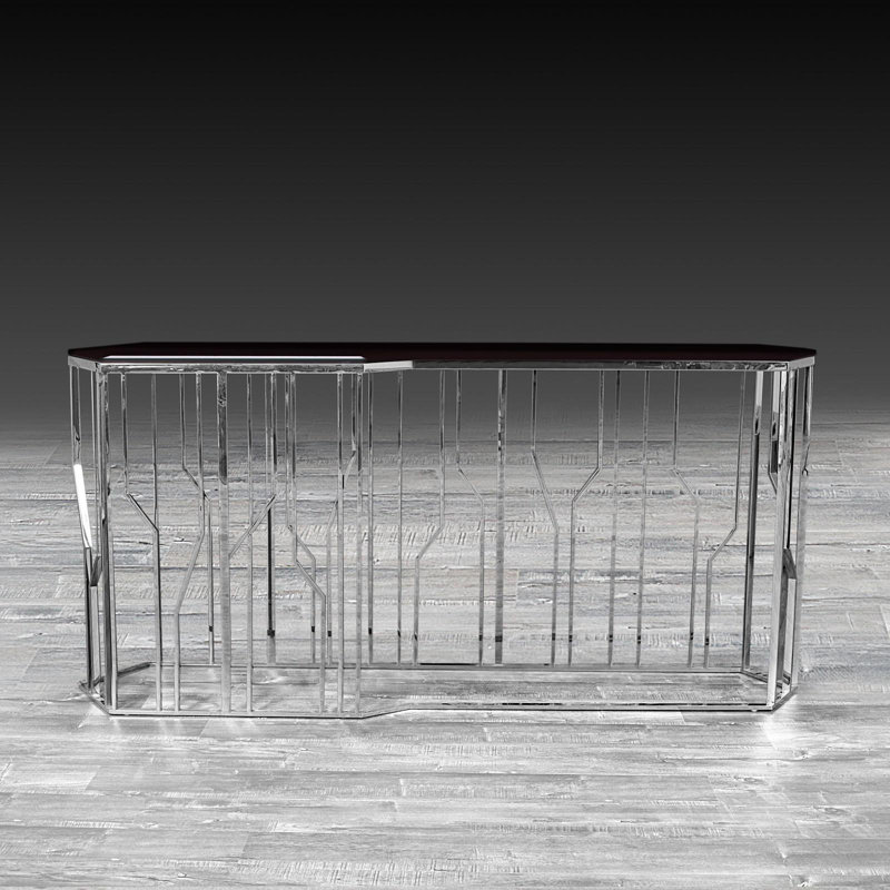Console en verre Luciana , H 31,5 po x l 67 po x P 17 po, Argent