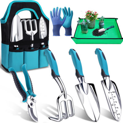 Garden Tools, 7 Piece Gardening Gift For Women&Men, Gardening Hand Tools Set, Ideal Gardening Supplies, Essentials, Garden Stuff, Rust-Proof, Stainless Steel, Aluminum Alloy Material