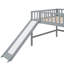 Lit mezzanine double pleine grandeur avec échelle et toboggan, gris