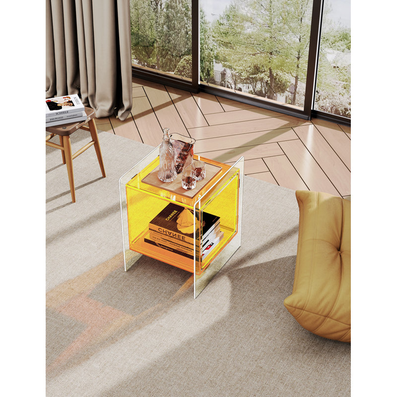 Samuelsson Acrylic Side Table, Nightstand Bedside Table, Yellow