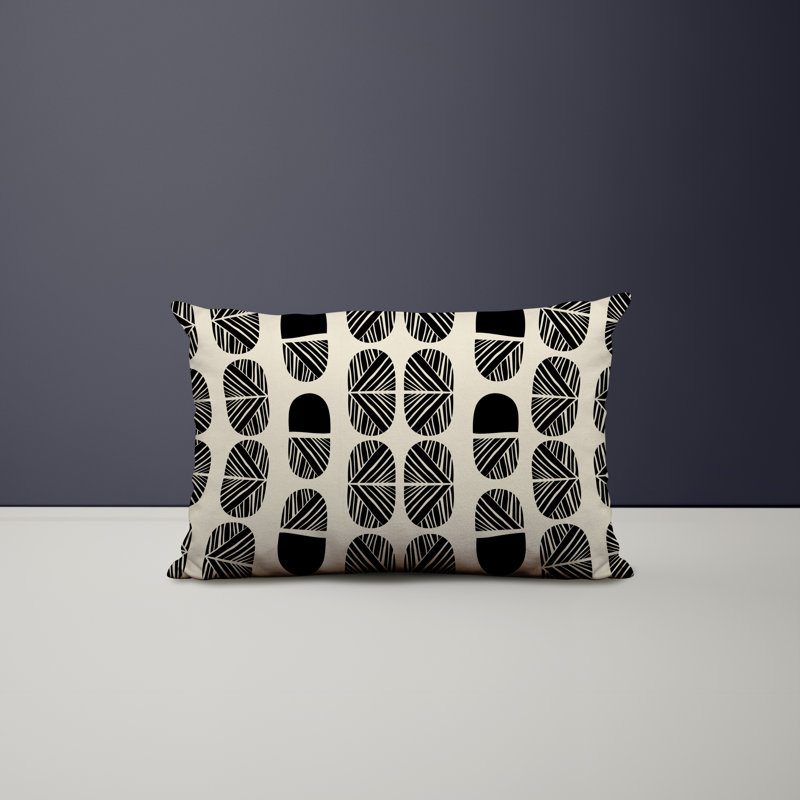 Polyester / Mélange de polyester Housse de coussin rectangulaire intérieure / extérieure lombaire et insert, Noir