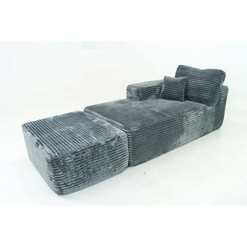 Chaise longue réversible confortable en peluche avec éponge haute résilience, Gris clair