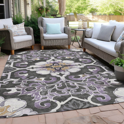 Machine Washable Indoor/Outdoor Xhevrie Purple Rug