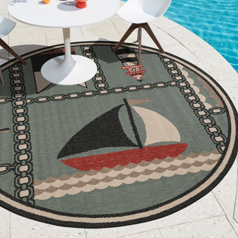 Angelys Indoor/Outdoor Area Rug, Round 3'1"