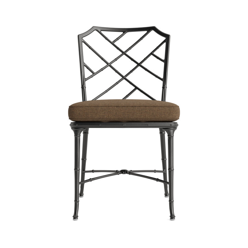 Calcutta Outdoor Dining Side Chair, Fusion Moccasian, Textured Pewter, Brown