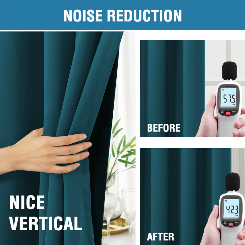 100% Blackout Curtains for Bedroom with Liner Full Room Darkening Curtains Thermal Insulated Back Tab/Rod Pocket Window Drapes for Living Room, 2 Panels