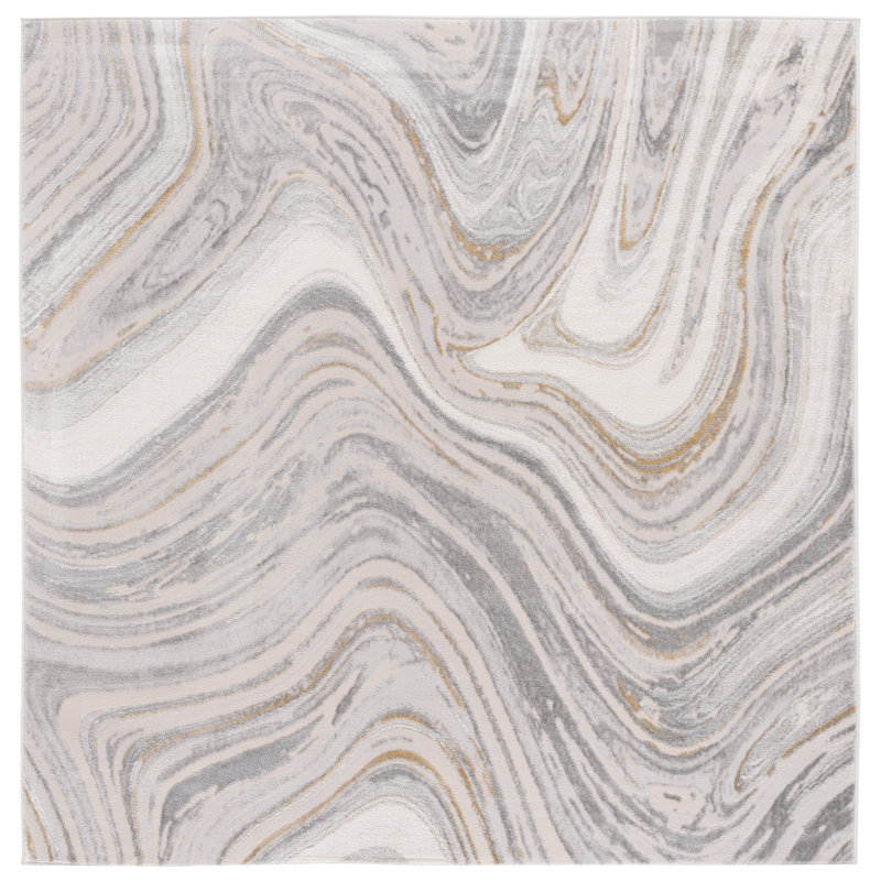 Mahpiya Performance Abstract Rug, Square 6'7"