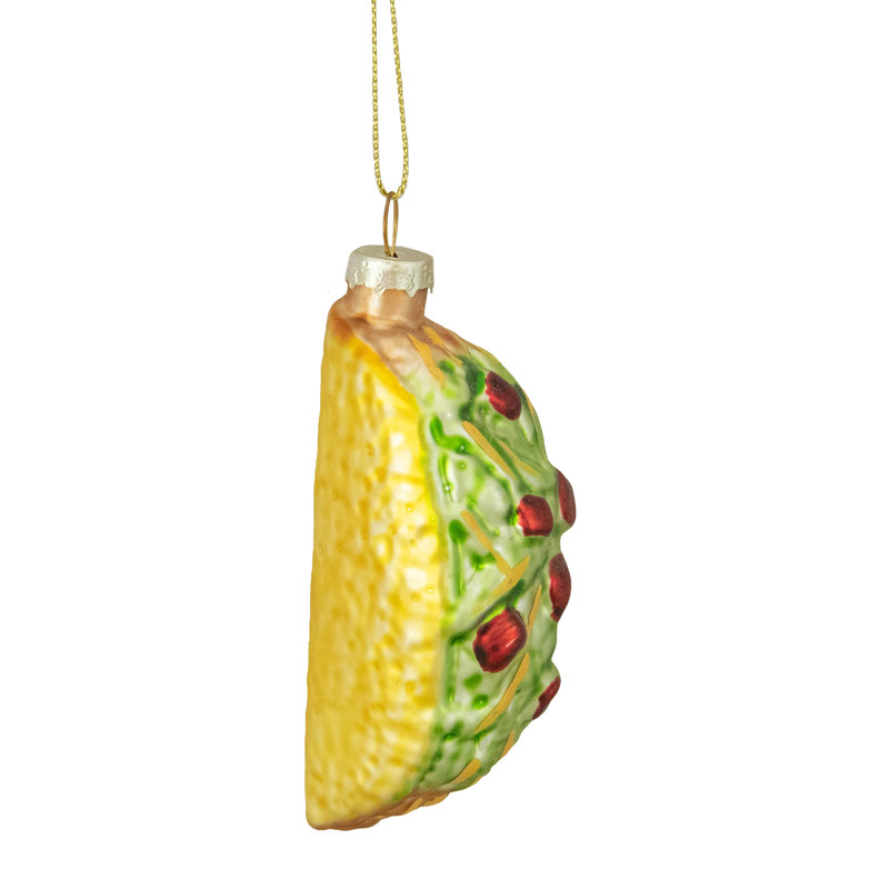 Ornement de Noël en verre 3,5 po Taco jaune