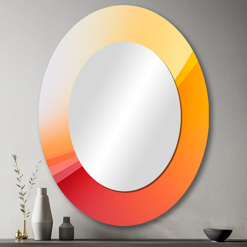 Orange Spectral Slice I - Orange Oval Wall Mirror Decor, 43" x 33"