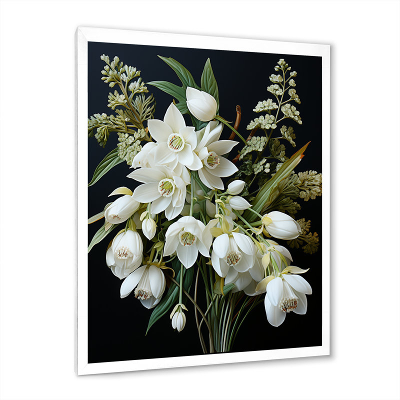 «Snowdrops Minimalisme Dream I», Cadre simple blanc, H 32 po x l 16 po x P 1 po