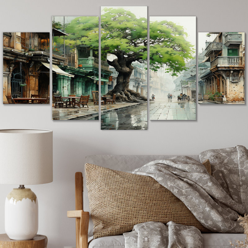 Vietnam Hanoi Old Tree Quarter - Impression sur toile - 5 panneaux