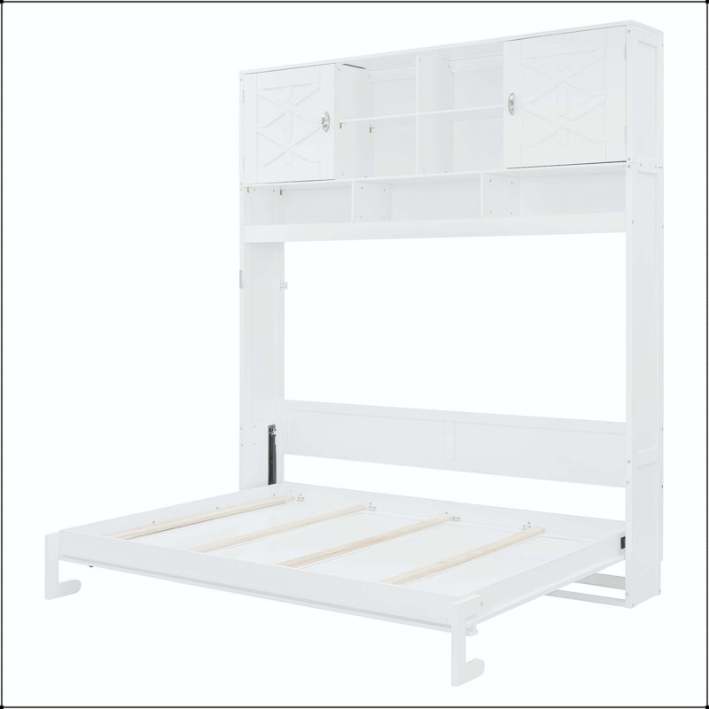 Grand lit escamotable avec grand rangement, Rayures en losange